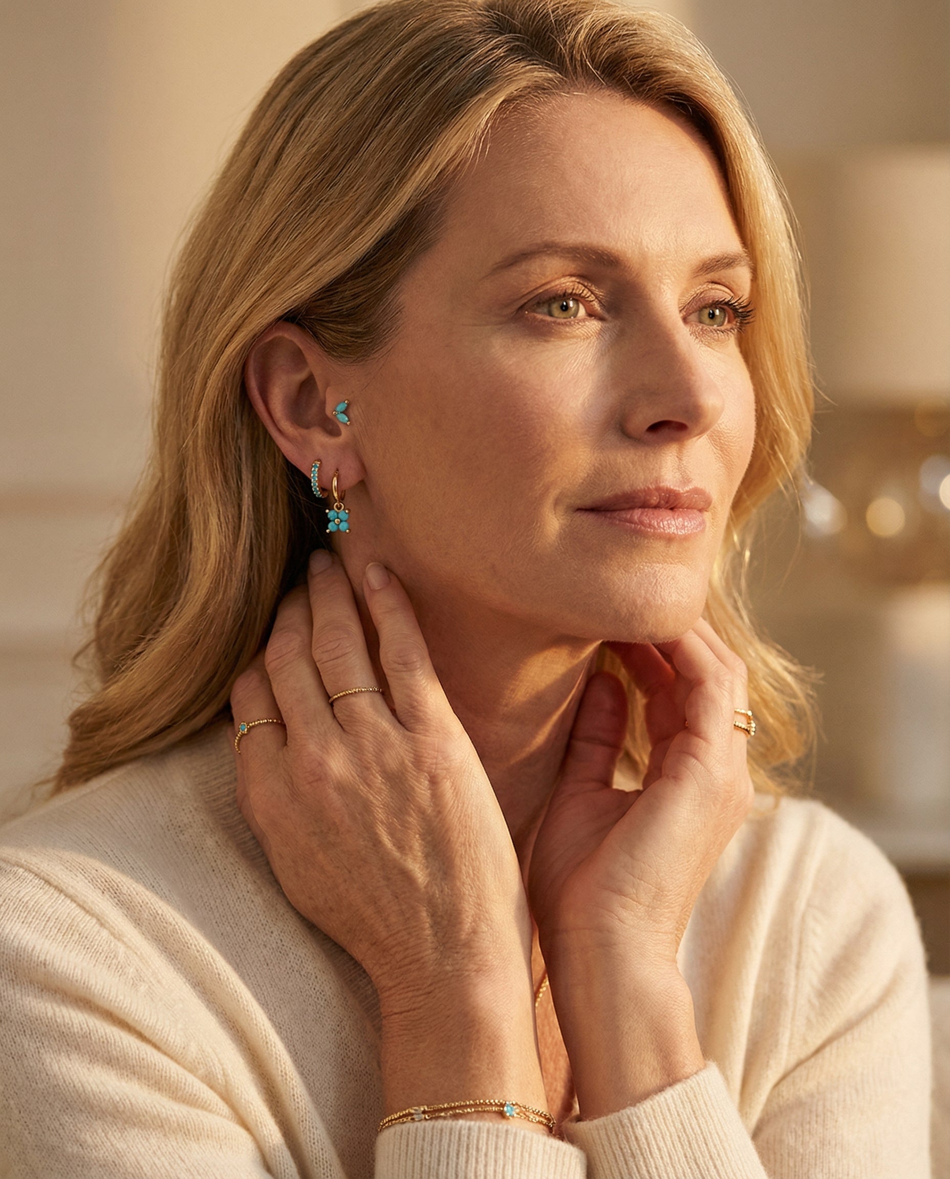 Diamond Flower Earring Set