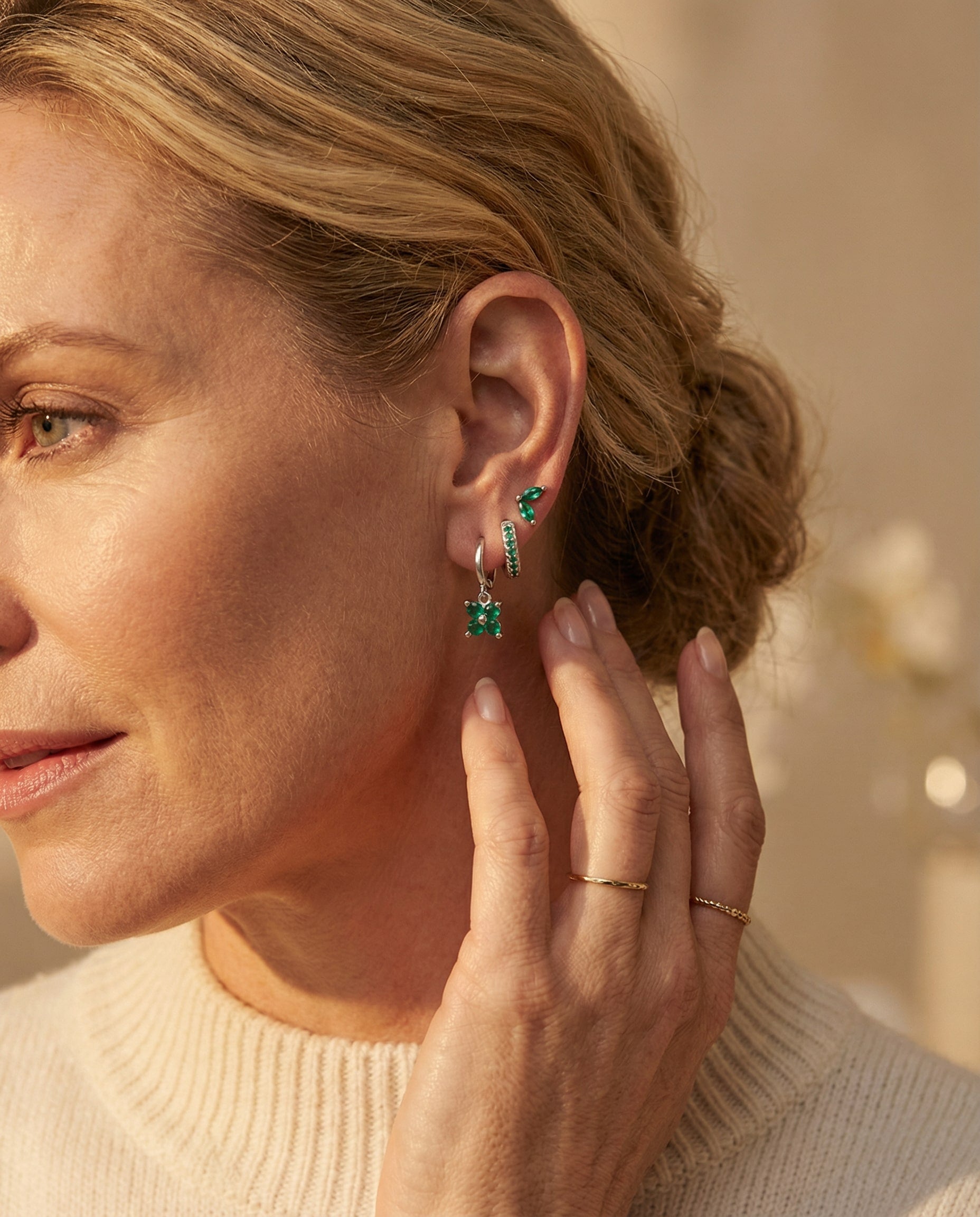 Diamond Flower Earring Set