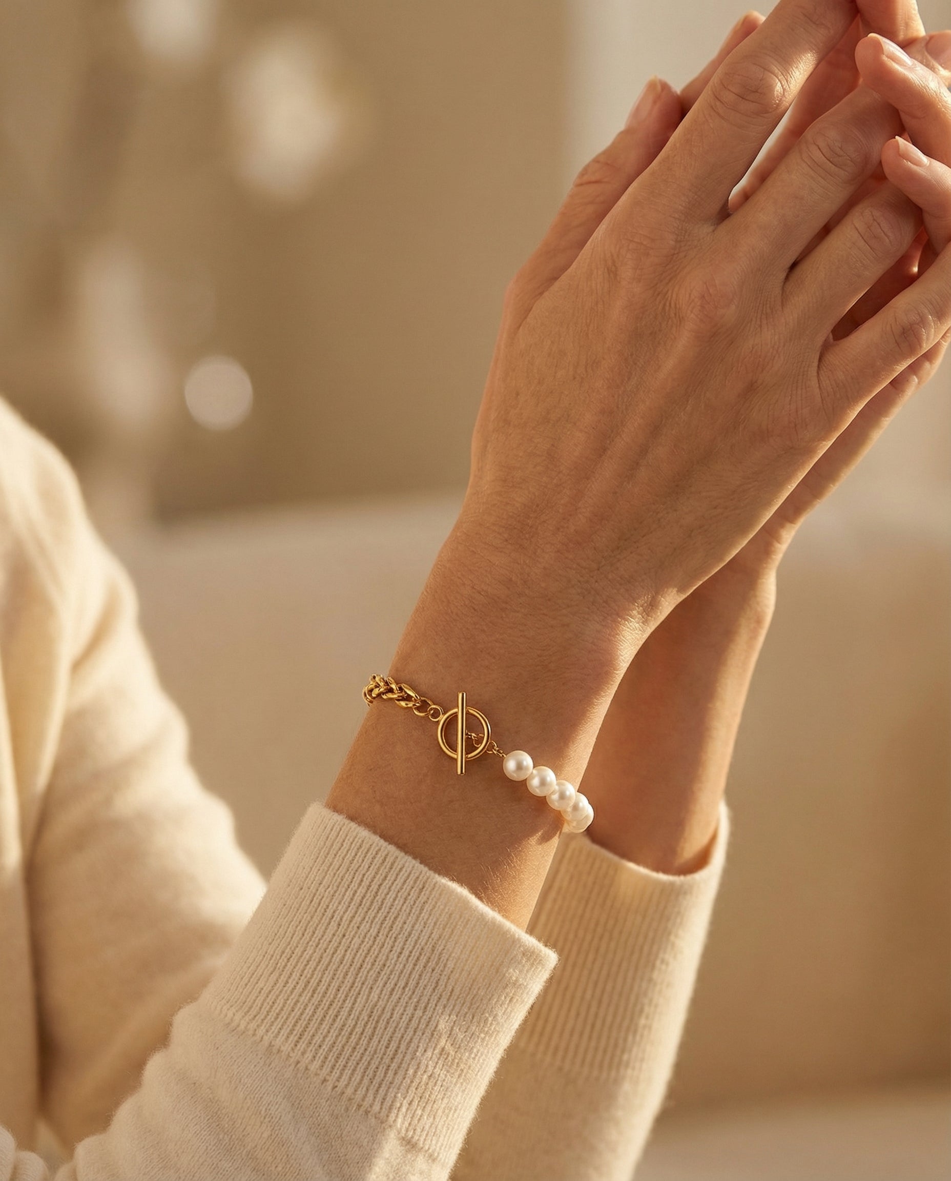 Elegant Gold and Pearl Bracelet