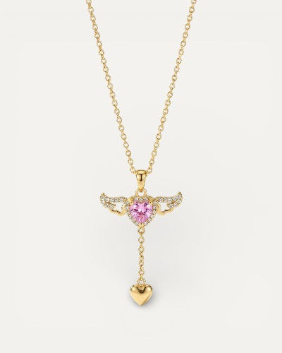 Cupid Heart Angel Wings Necklace