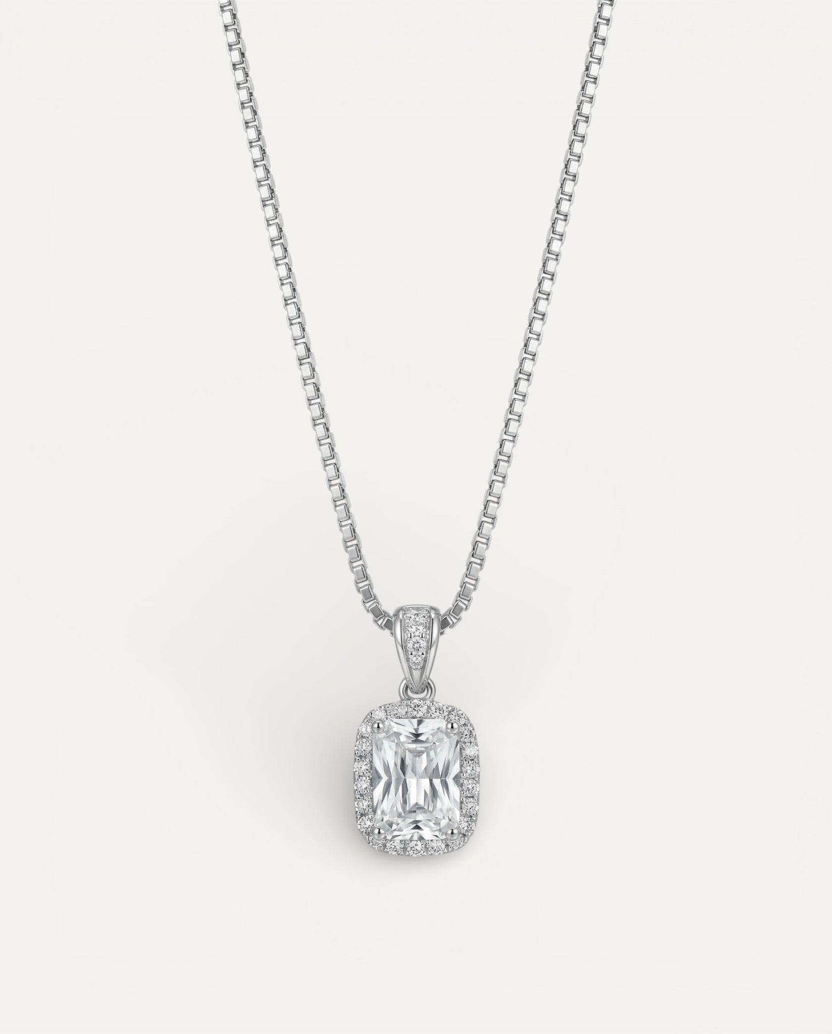 Vintage Silver Cushion-Cut Crystal Necklace