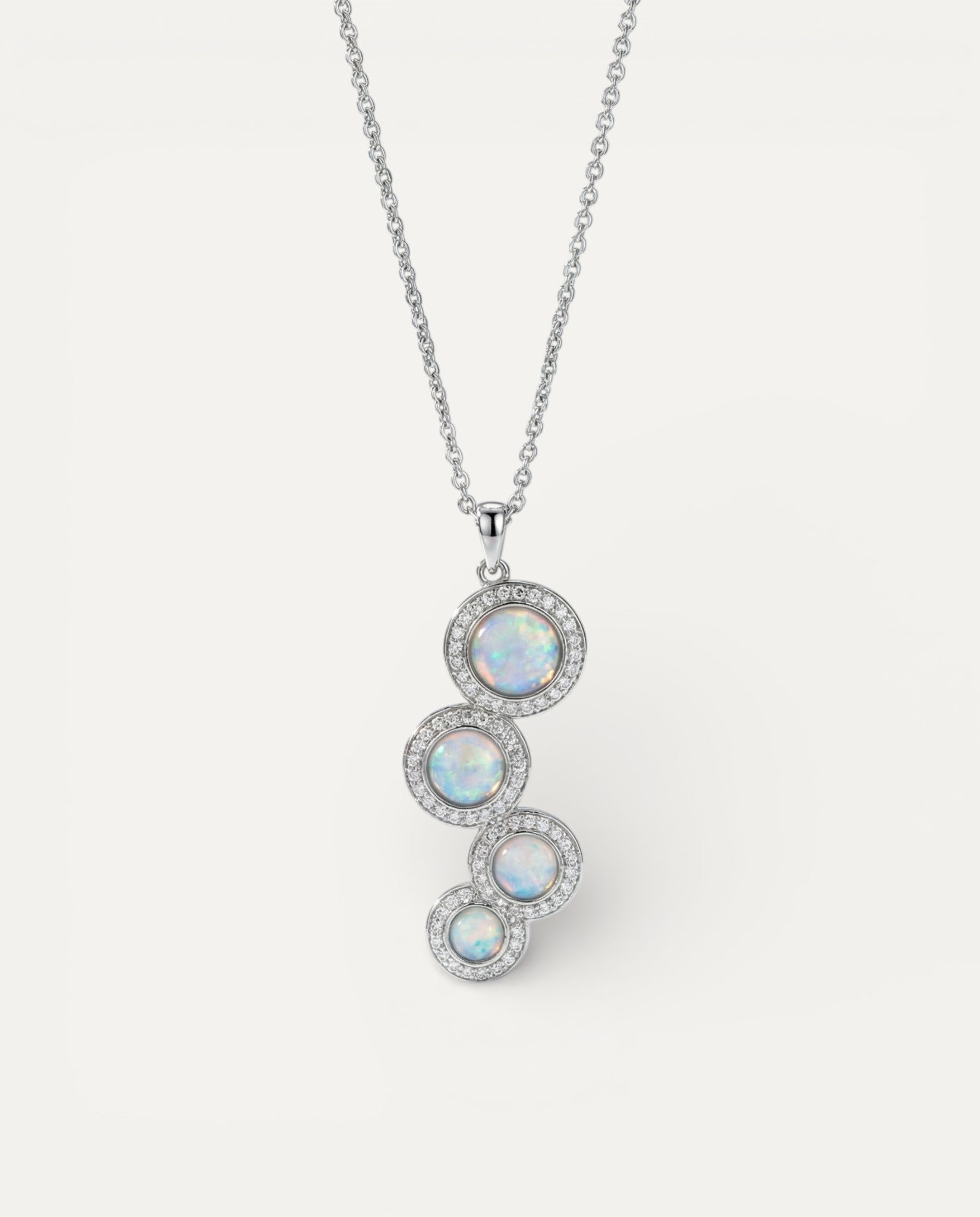 Silver Opal Zircon Necklace
