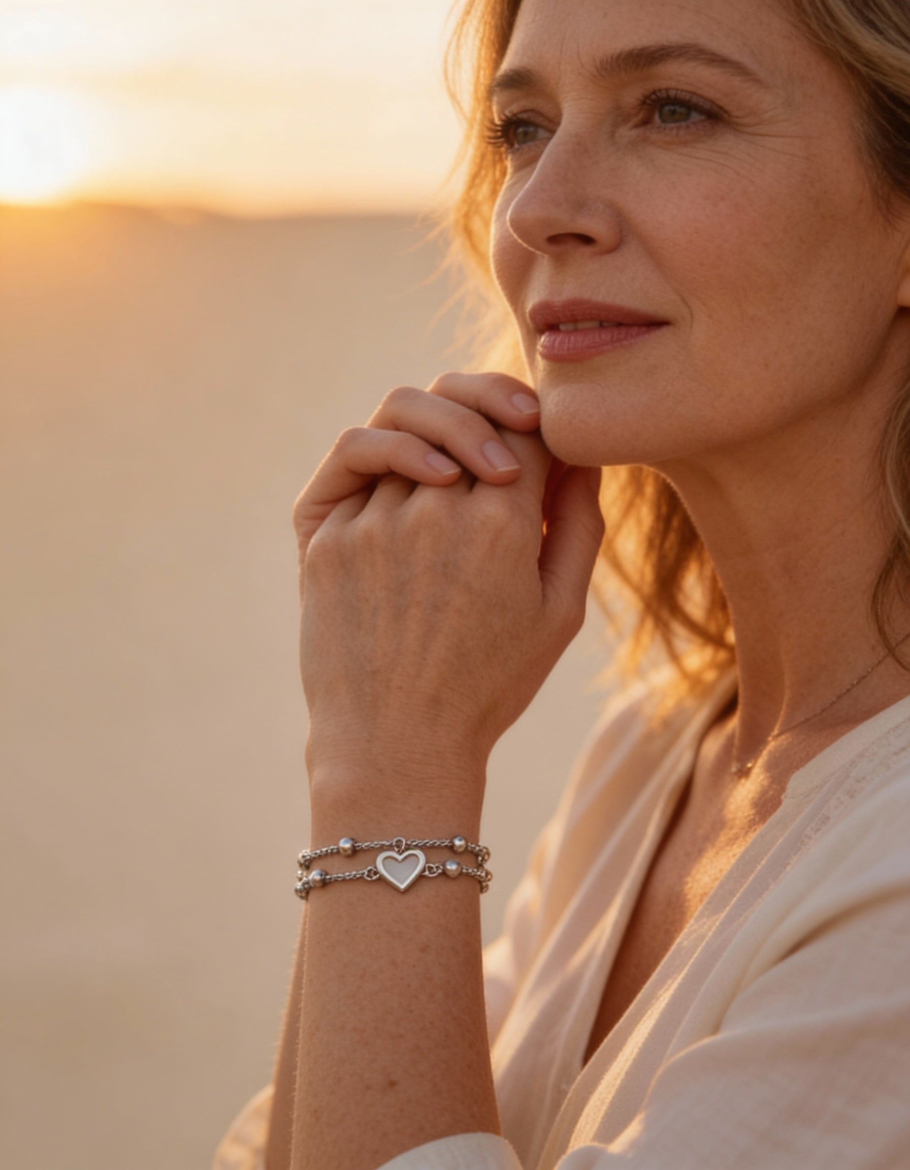 Adjustable Silver Heart Bracelet