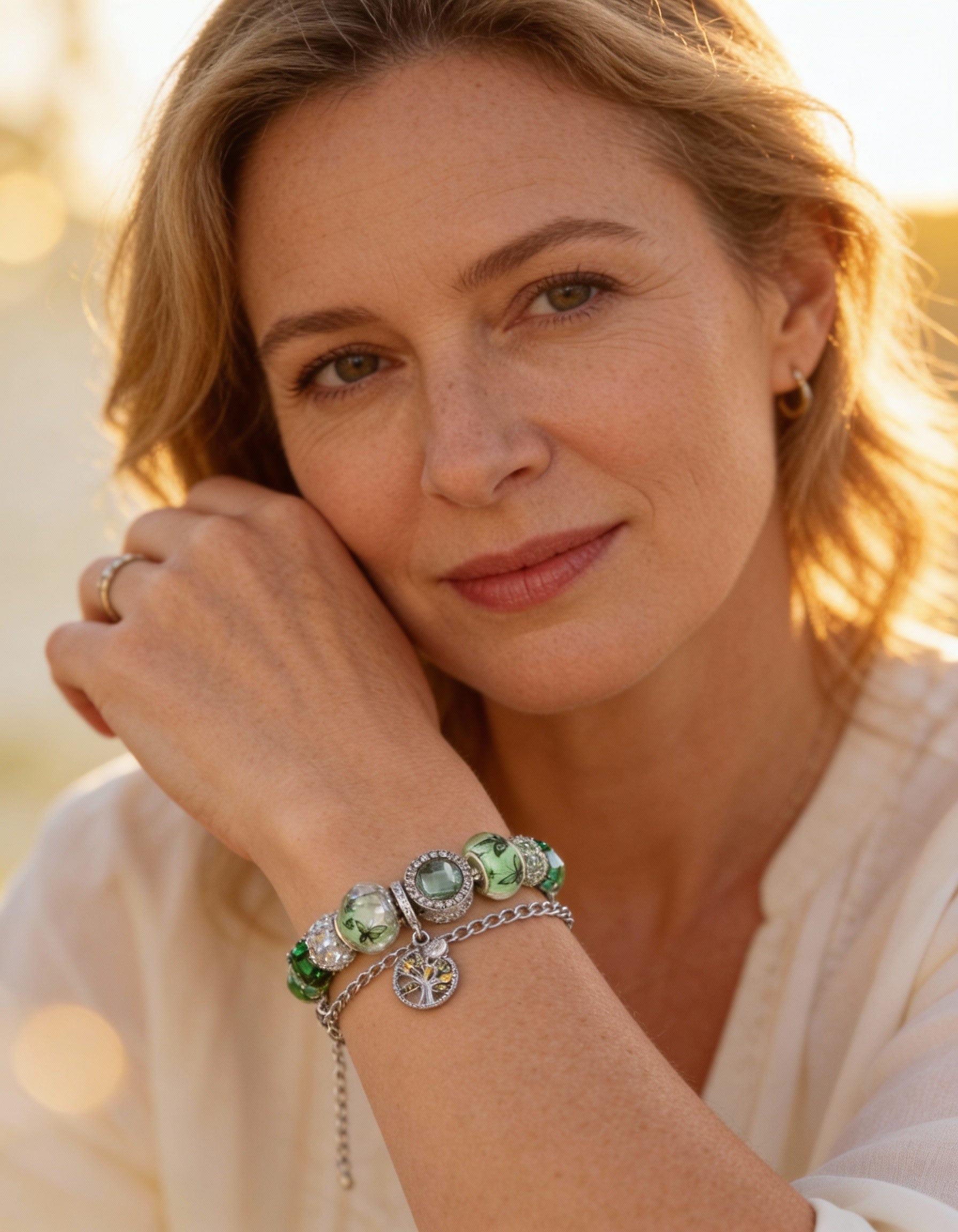 Silver and Green Crystal Bracelet