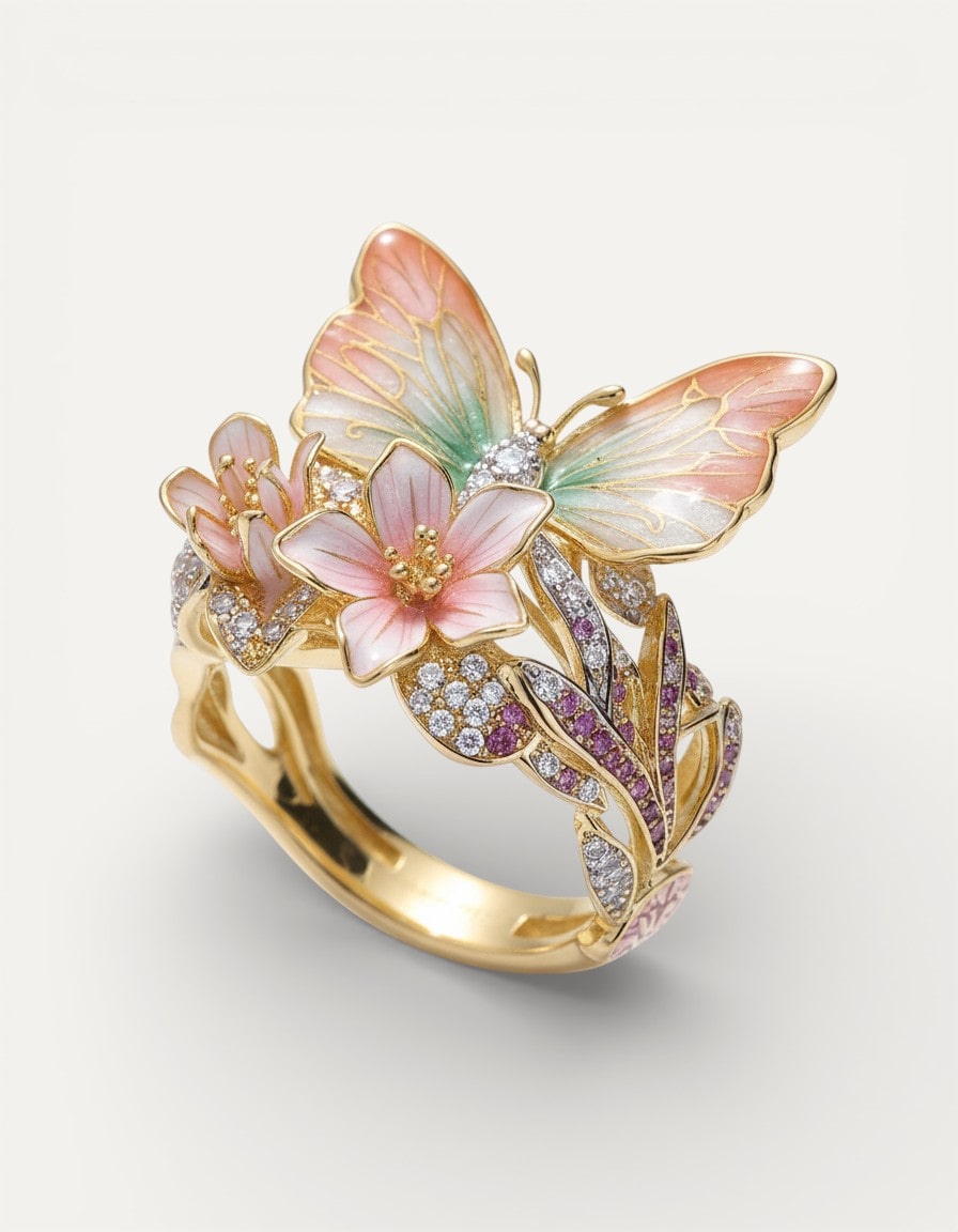 Nature Sparkling Butterfly Cubic Zirconia Ring