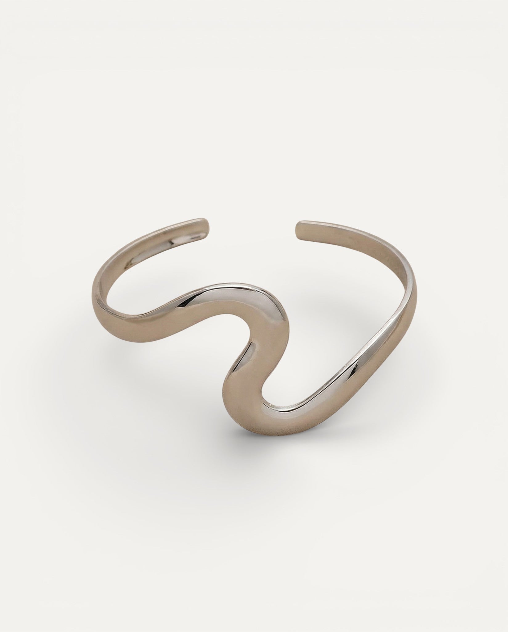 Vintage Silver Twisted Wave Open Bracelet